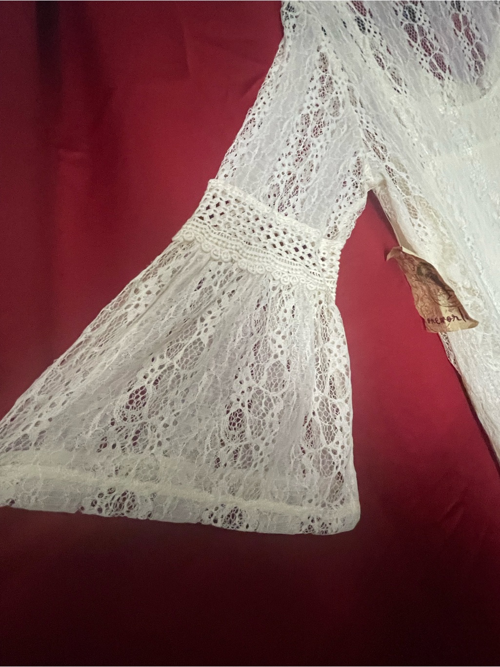 New W/ Tags One World Cream Lace Tie-Neck Bohemian Tunic — image 8 of 8